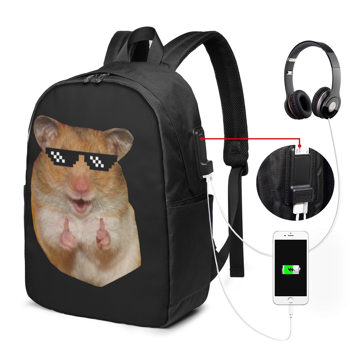 Women Bags Laptop - Komik Hamster Sırt Çantası Seyahat Dizüstü
