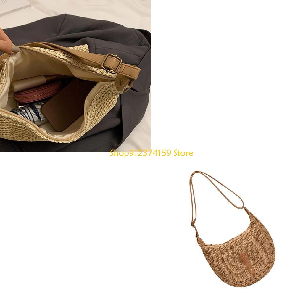 Women Bags Handmade - G5AE Kadın Hasır Plaj Çantası Basit