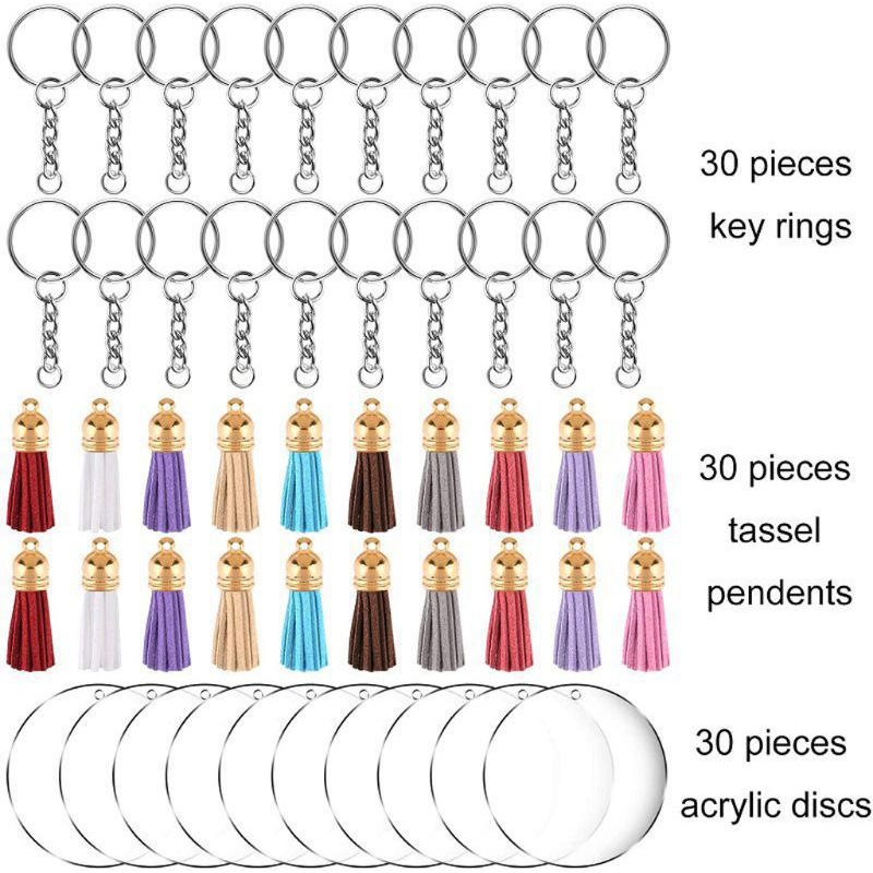Circle Round Bag - 30 takım DIY akrilik şeffaf disk