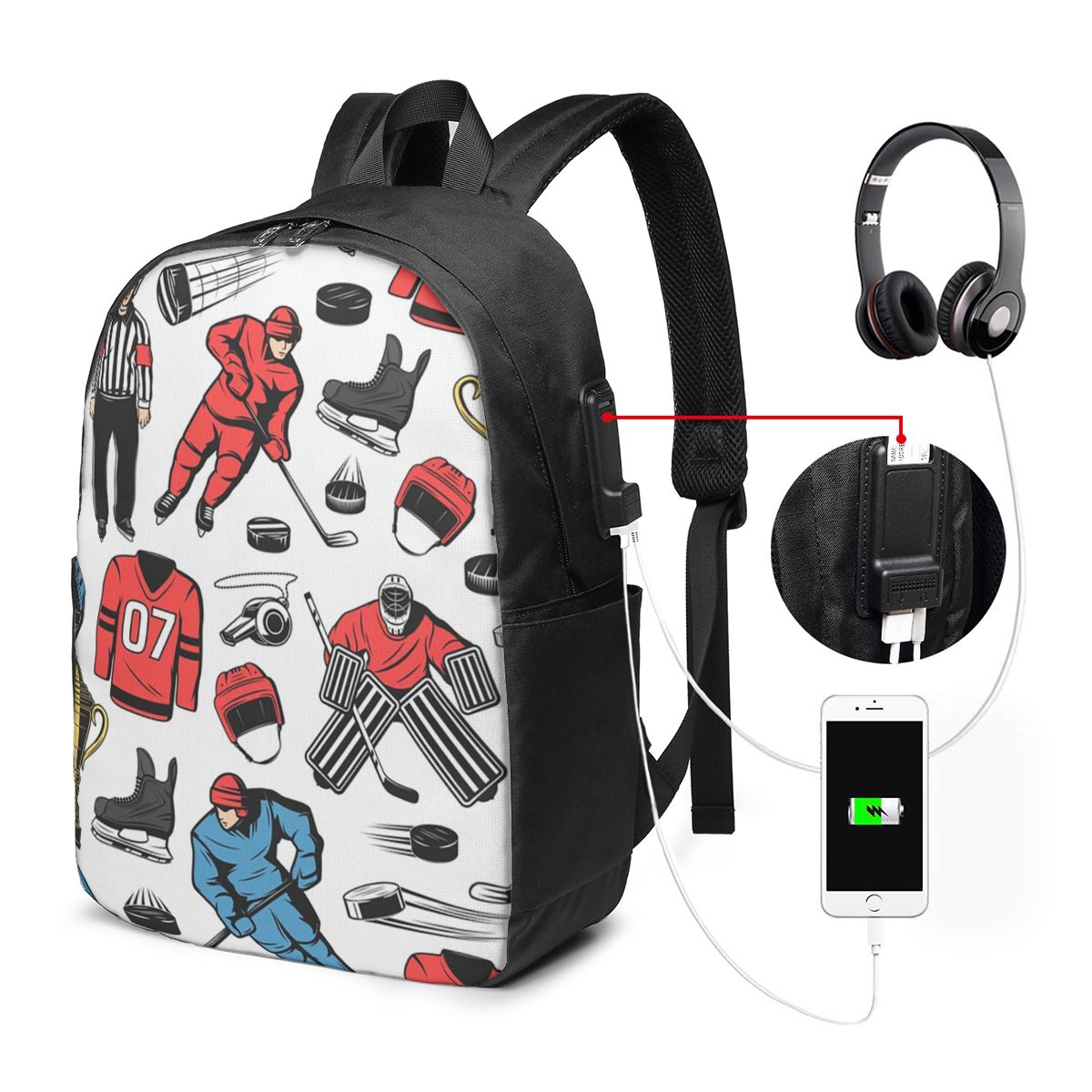 Women Bags Laptop - Buz hokeyi oyuncuları buz pisti üzerinde