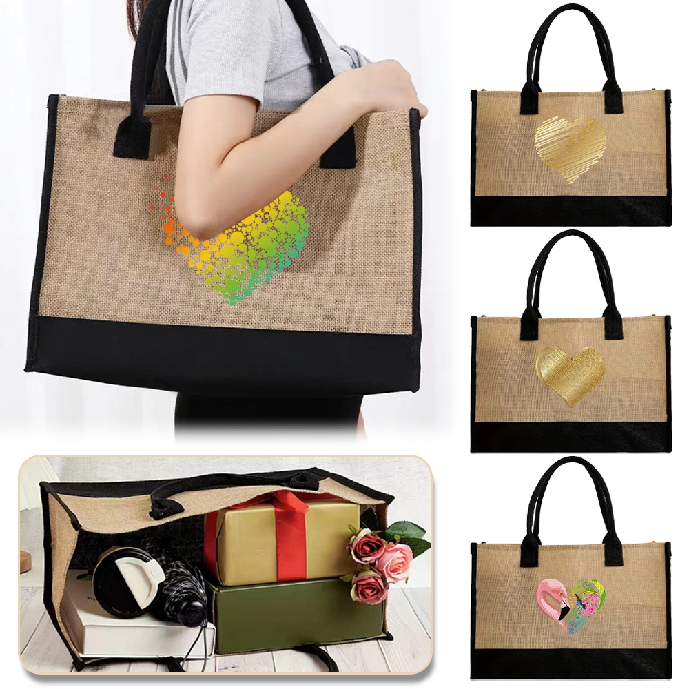 Women Bags Jute - Vintage Jüt Alışveriş Çantası Taşınabilir Eko