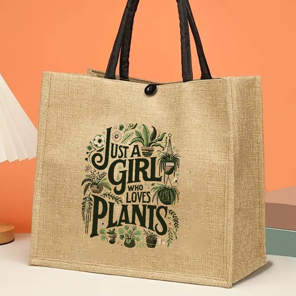Women Bags Jute - Bitki Severler İçin Jüt Bez Çanta,