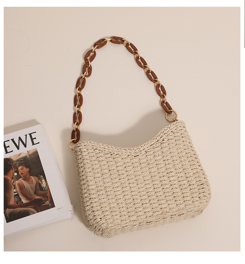 Woven Straw Bag - Kadınlar için Hasır Örgü Çanta: Plaj