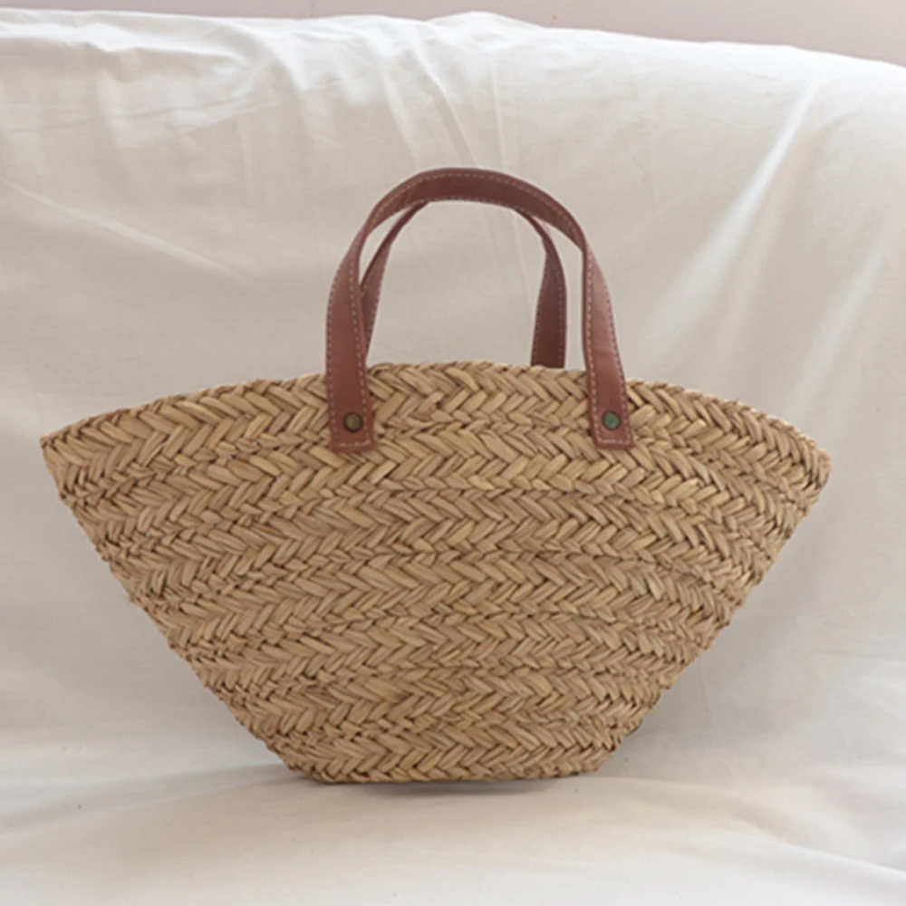Woven Straw Bag - Kadınlar için Bohemian Hasır Rattan Çanta