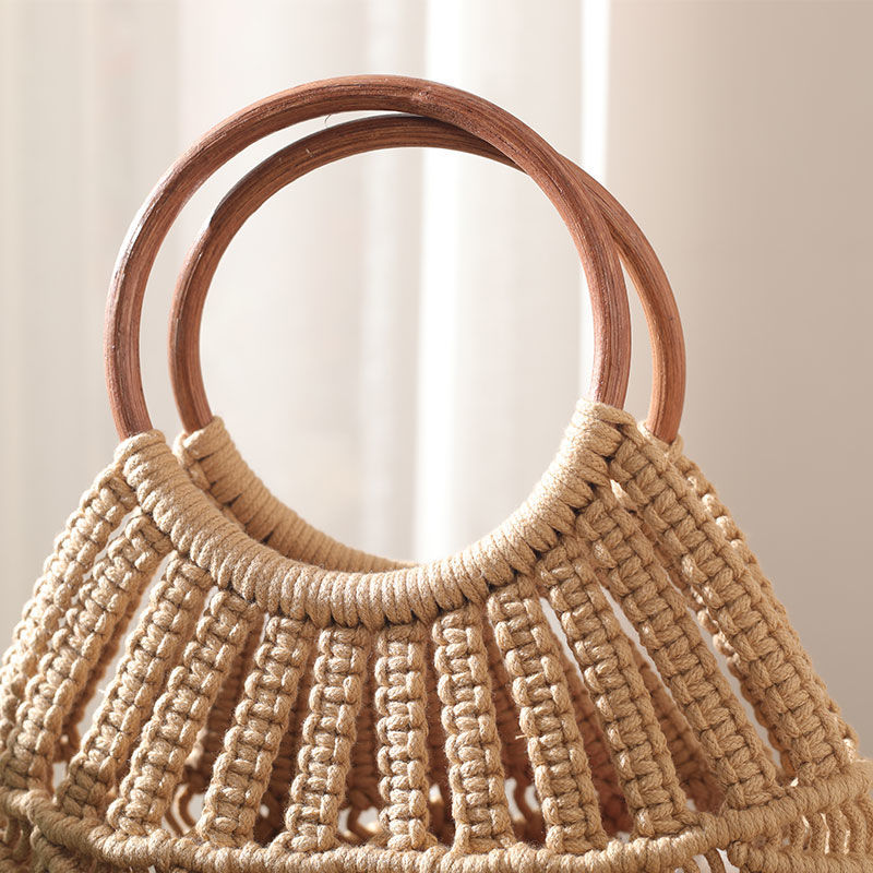 2023 yaz yeni ahşap saplı Ratt - Women Bags Handmade incelemesi ve fiyatı