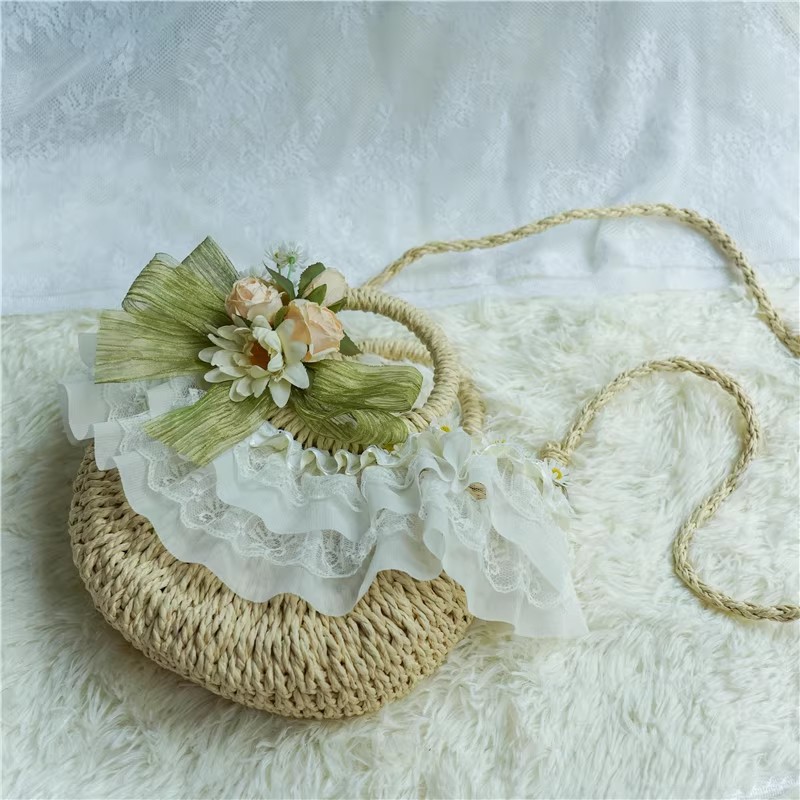 Country tarzı Lolita dantel ha - Woven Straw Bag incelemesi ve fiyatı