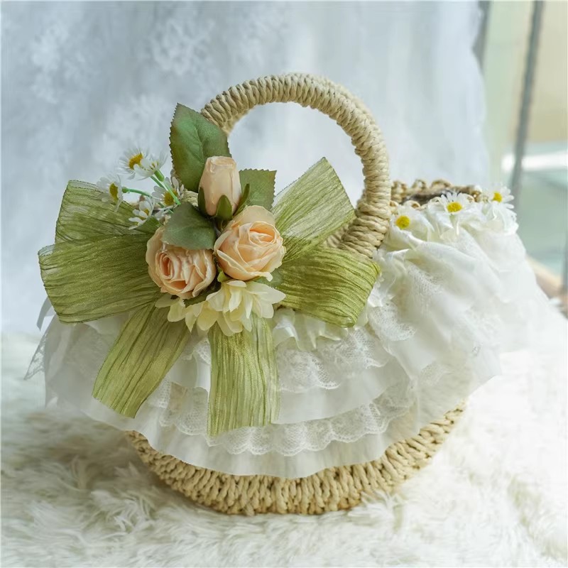 Country tarzı Lolita dantel ha - Woven Straw Bag incelemesi ve fiyatı