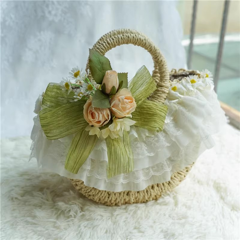 Country tarzı Lolita dantel ha - Woven Straw Bag incelemesi ve fiyatı