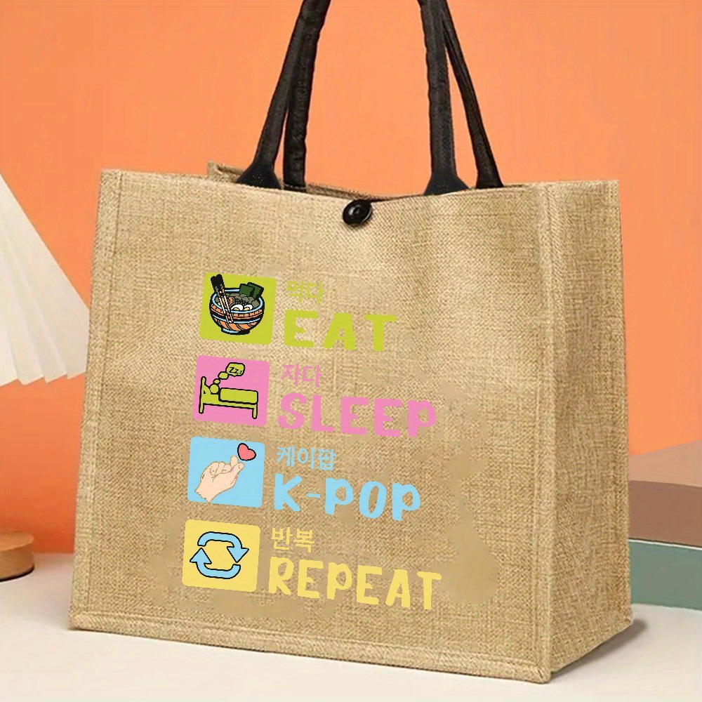 Kore Tarzı Komik Baskılı Kenev - Women Bags Jute incelemesi ve fiyatı